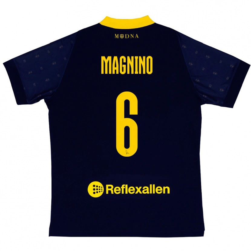 DanxenキッズLuca Magnino#6紺と黄色アウェイシャツ2025/26ジャージーユニフォーム