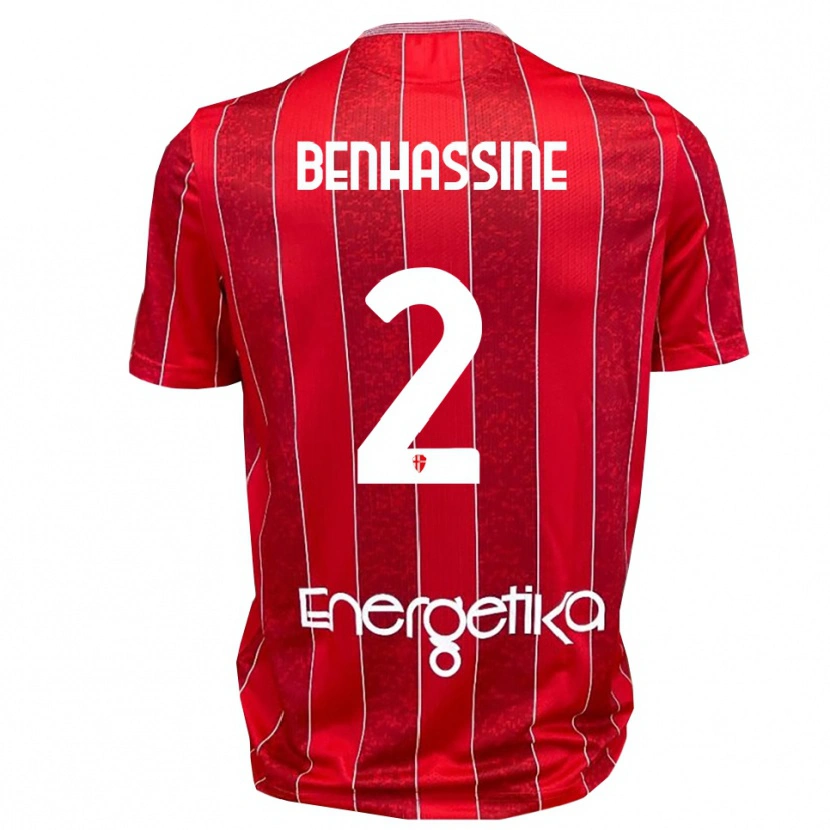 DanxenキッズBilel Benhassine#2赤と白アウェイシャツ2025/26ジャージーユニフォーム