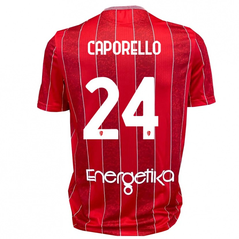 DanxenキッズEdoardo Caporello#24赤と白アウェイシャツ2025/26ジャージーユニフォーム