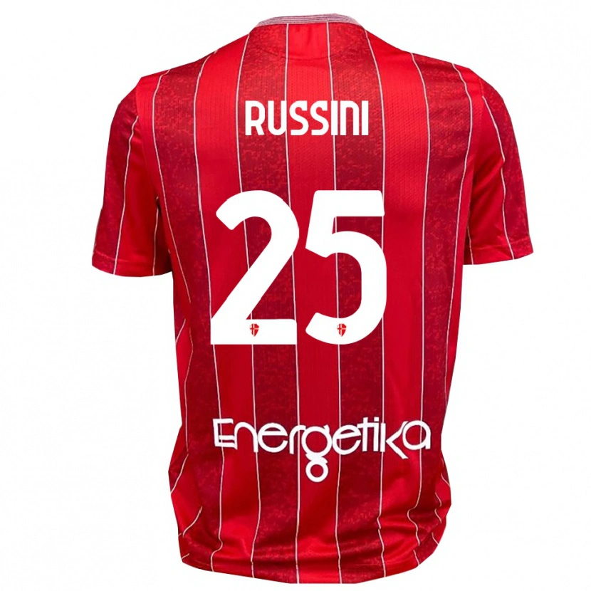 DanxenキッズSimone Russini#25赤と白アウェイシャツ2025/26ジャージーユニフォーム