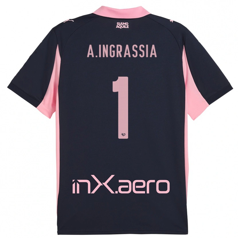 DanxenキッズAntonio Ingrassia#1紺とピンクアウェイシャツ2025/26ジャージーユニフォーム