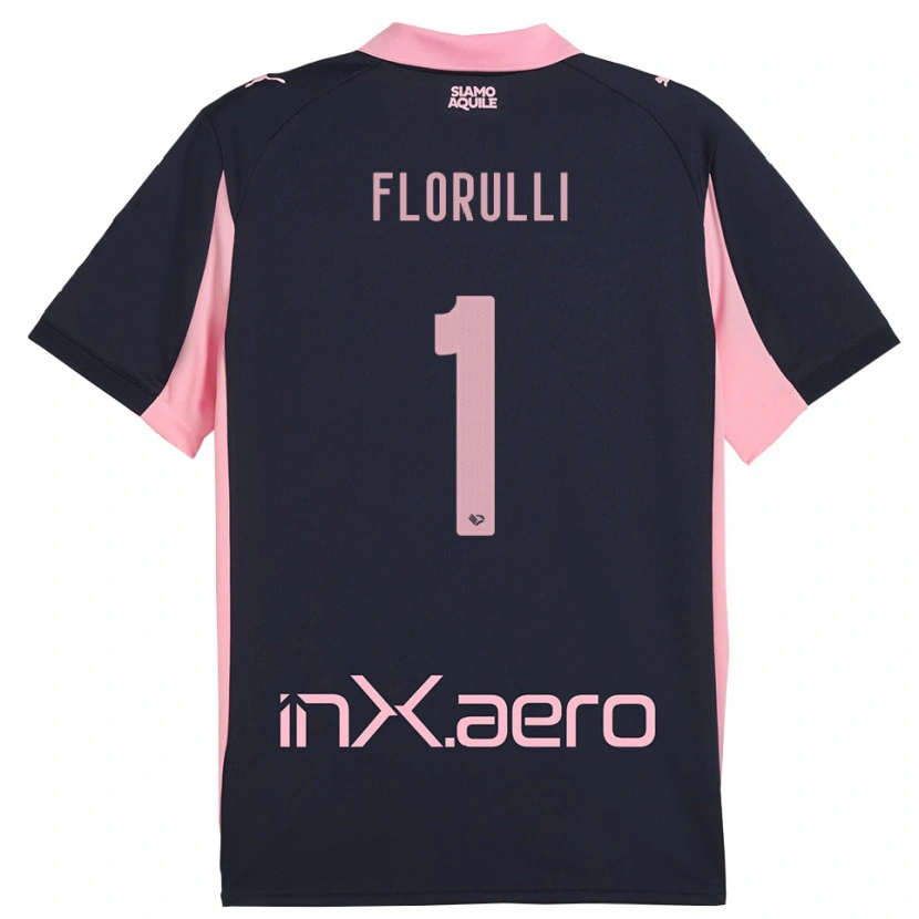 DanxenキッズGerlando Florulli#1紺とピンクアウェイシャツ2025/26ジャージーユニフォーム