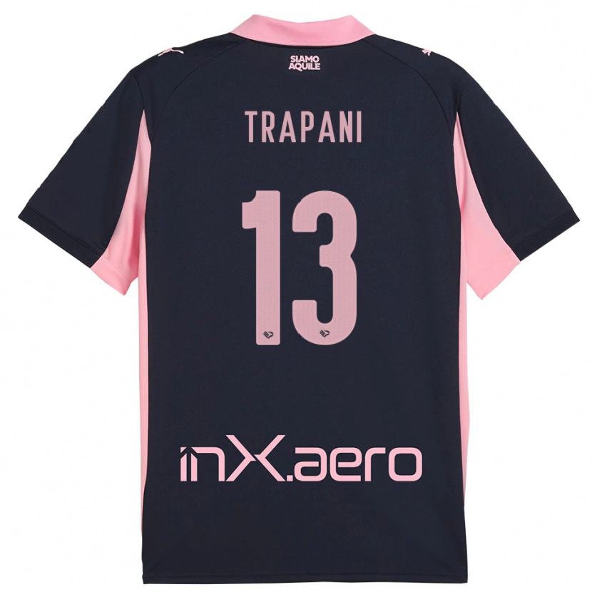 DanxenキッズNicolò Trapani#13紺とピンクアウェイシャツ2025/26ジャージーユニフォーム