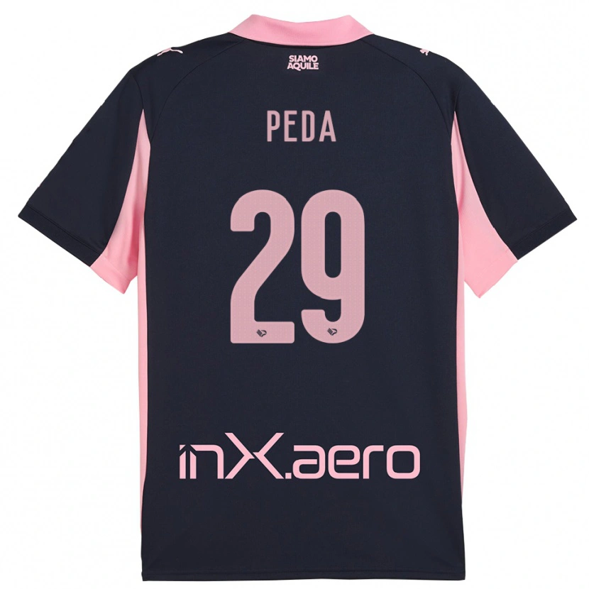 DanxenキッズPatryk Peda#29紺とピンクアウェイシャツ2025/26ジャージーユニフォーム