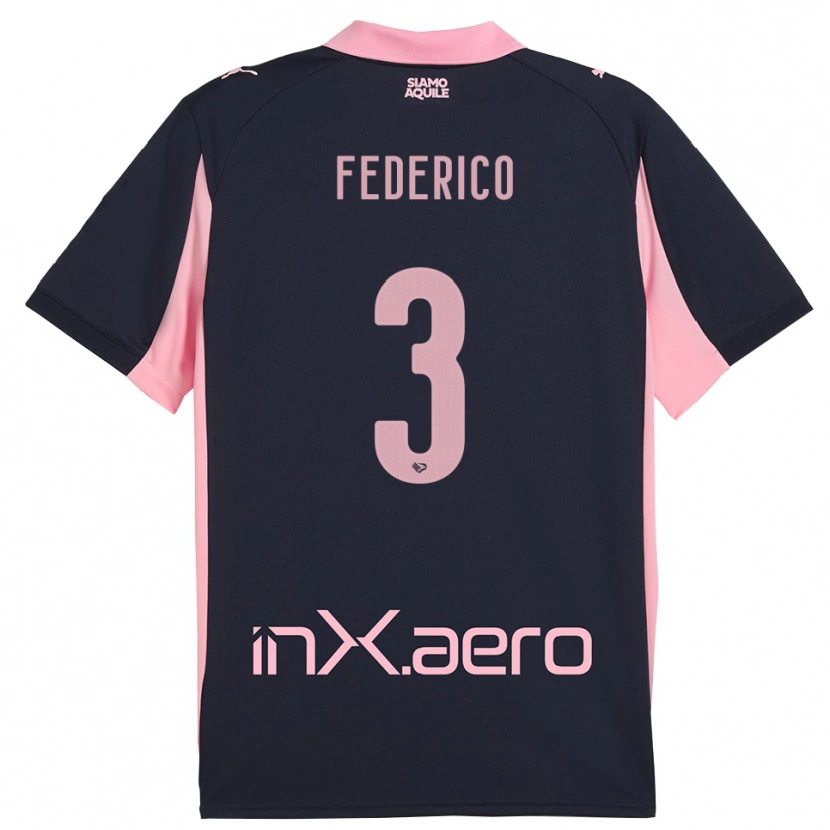 DanxenキッズDavide Federico#3紺とピンクアウェイシャツ2025/26ジャージーユニフォーム