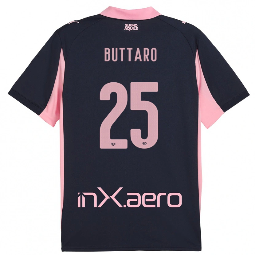 DanxenキッズAlessio Buttaro#25紺とピンクアウェイシャツ2025/26ジャージーユニフォーム