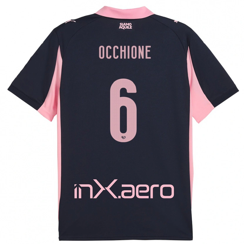 DanxenキッズAndrea Occhione#6紺とピンクアウェイシャツ2025/26ジャージーユニフォーム
