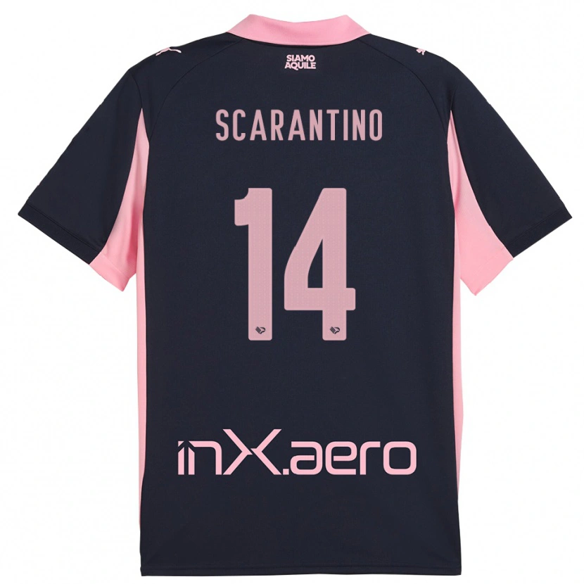 DanxenキッズGiorgio Scarantino#14紺とピンクアウェイシャツ2025/26ジャージーユニフォーム