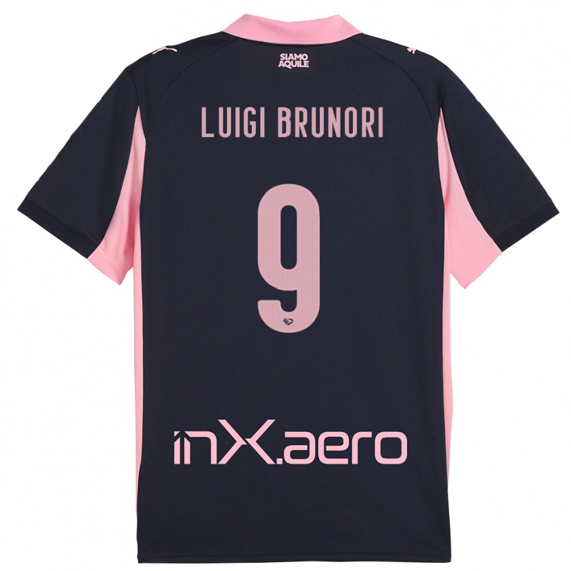 DanxenキッズMatteo Luigi Brunori#9紺とピンクアウェイシャツ2025/26ジャージーユニフォーム