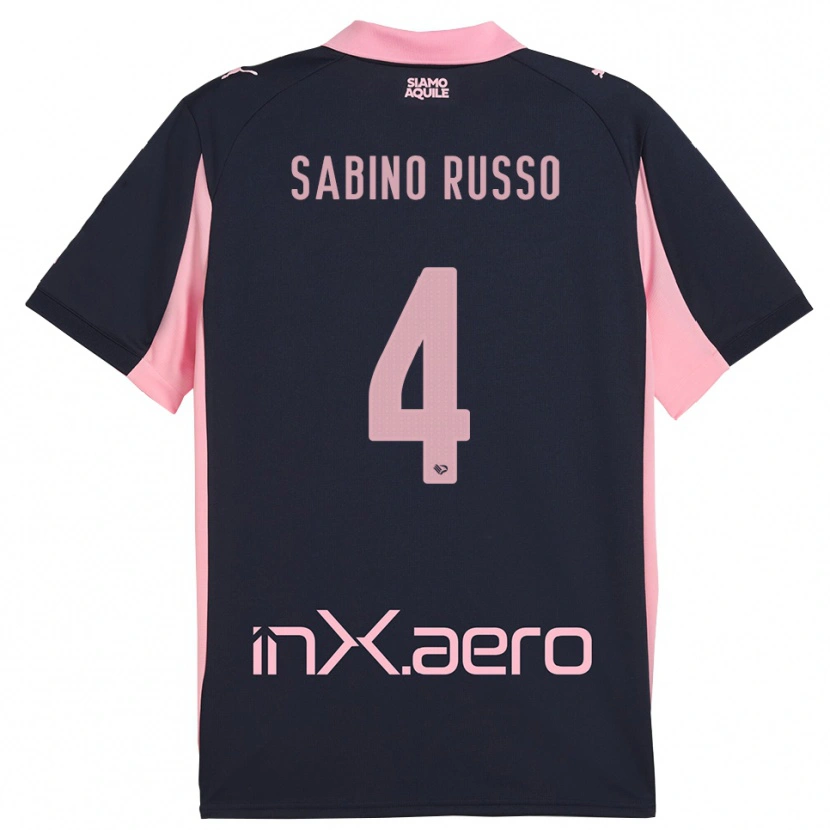 DanxenキッズAlessandro Sabino Russo#4紺とピンクアウェイシャツ2025/26ジャージーユニフォーム