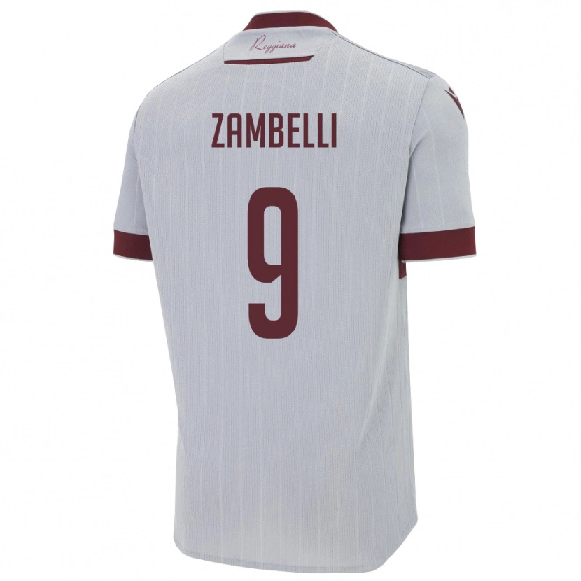 DanxenキッズAlessio Zambelli#9バーガンディ 白アウェイシャツ2025/26ジャージーユニフォーム
