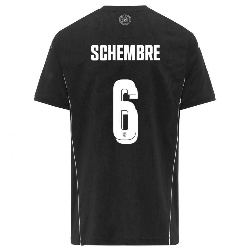 DanxenキッズEmanuele Schembre#6黒と白アウェイシャツ2025/26ジャージーユニフォーム