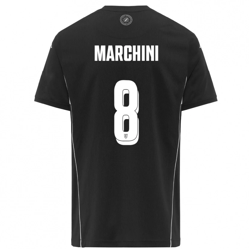DanxenキッズMattia Marchini#8黒と白アウェイシャツ2025/26ジャージーユニフォーム