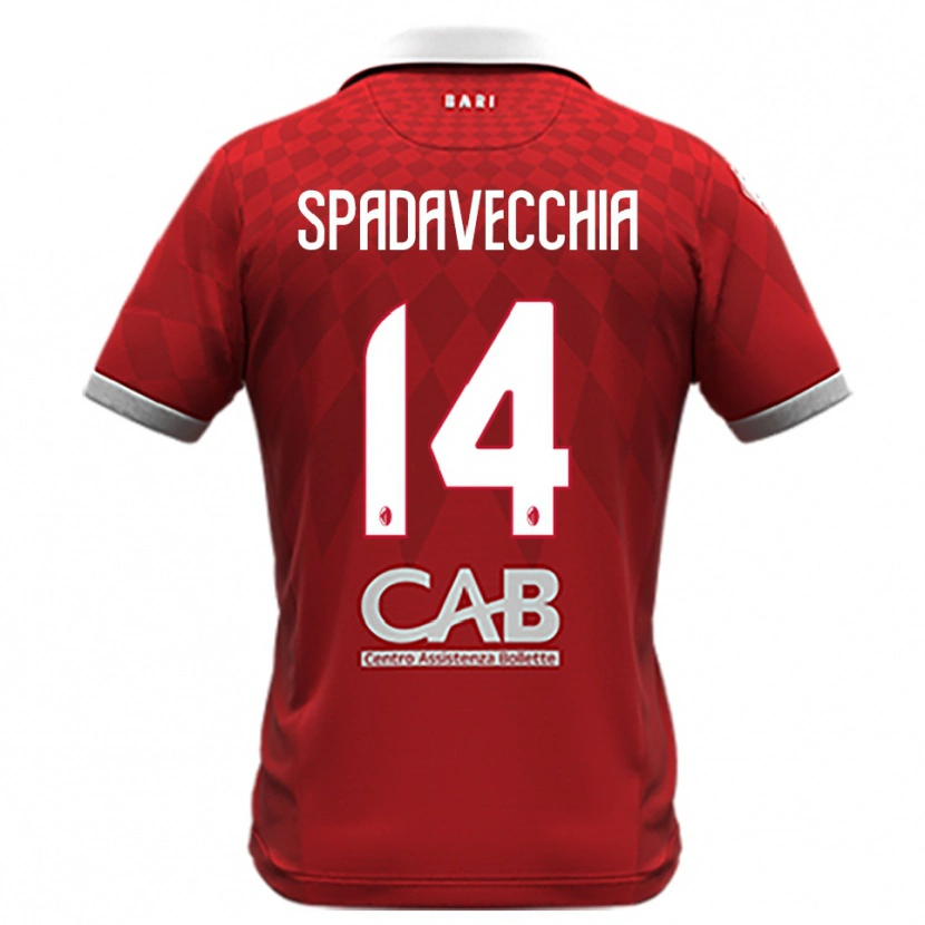 DanxenキッズPantaleo Spadavecchia#14赤と白アウェイシャツ2025/26ジャージーユニフォーム