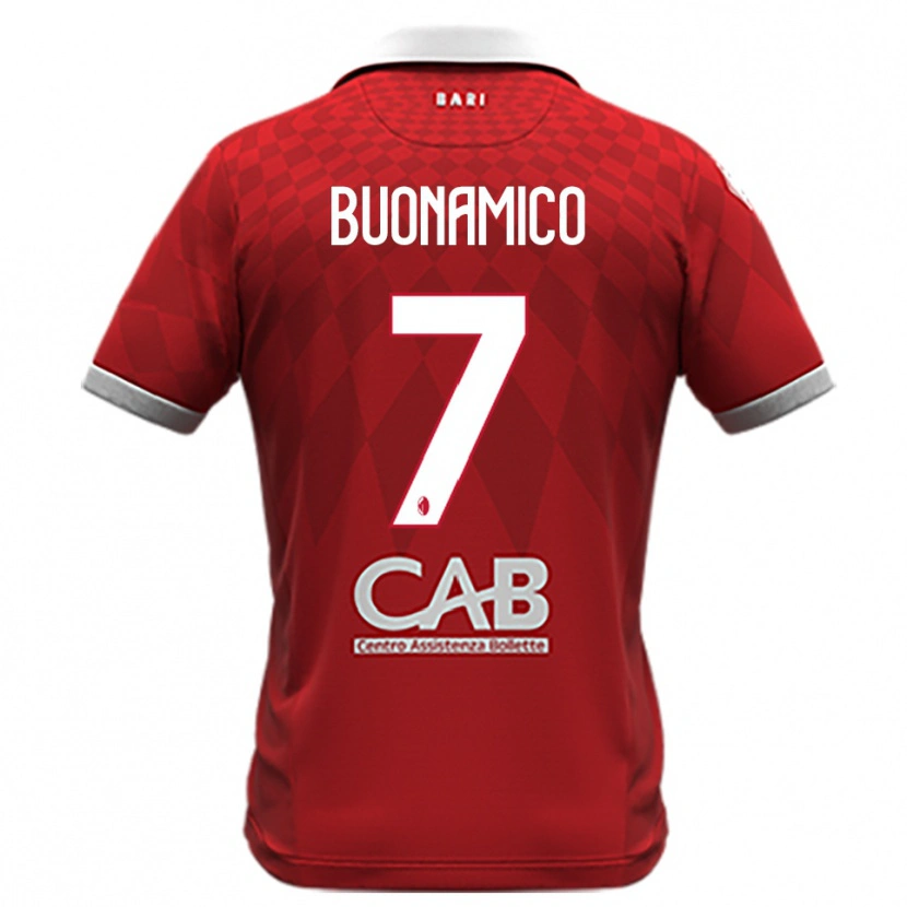 DanxenキッズAlessandro Buonamico#7赤と白アウェイシャツ2025/26ジャージーユニフォーム