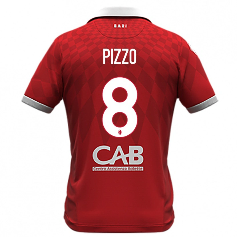 DanxenキッズBenedetto Pizzo#8赤と白アウェイシャツ2025/26ジャージーユニフォーム