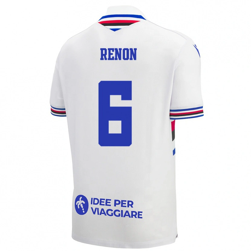 DanxenキッズJacopo Renon#6白、青、赤アウェイシャツ2025/26ジャージーユニフォーム