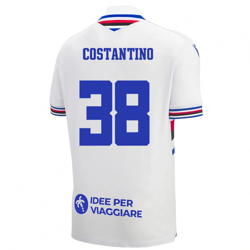 DanxenキッズLorenzo Costantino#38白、青、赤アウェイシャツ2025/26ジャージーユニフォーム