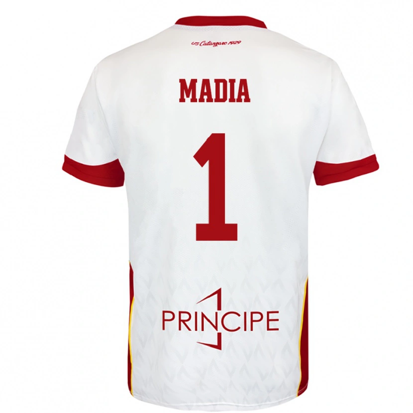 DanxenキッズLorenzo Madia#1白と赤アウェイシャツ2025/26ジャージーユニフォーム