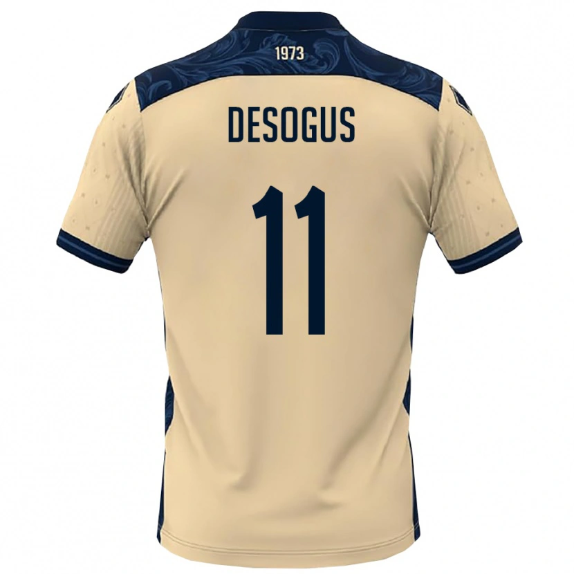 DanxenキッズJacopo Desogus#11白と紺アウェイシャツ2025/26ジャージーユニフォーム