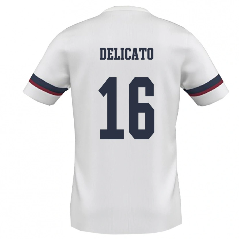 DanxenキッズGianmario Delicato#16白と赤アウェイシャツ2025/26ジャージーユニフォーム