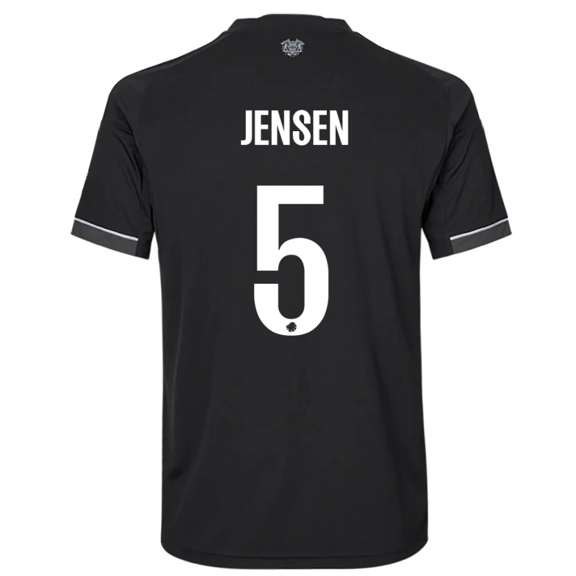DanxenキッズEmma Jensen#5黒と白アウェイシャツ2025/26ジャージーユニフォーム
