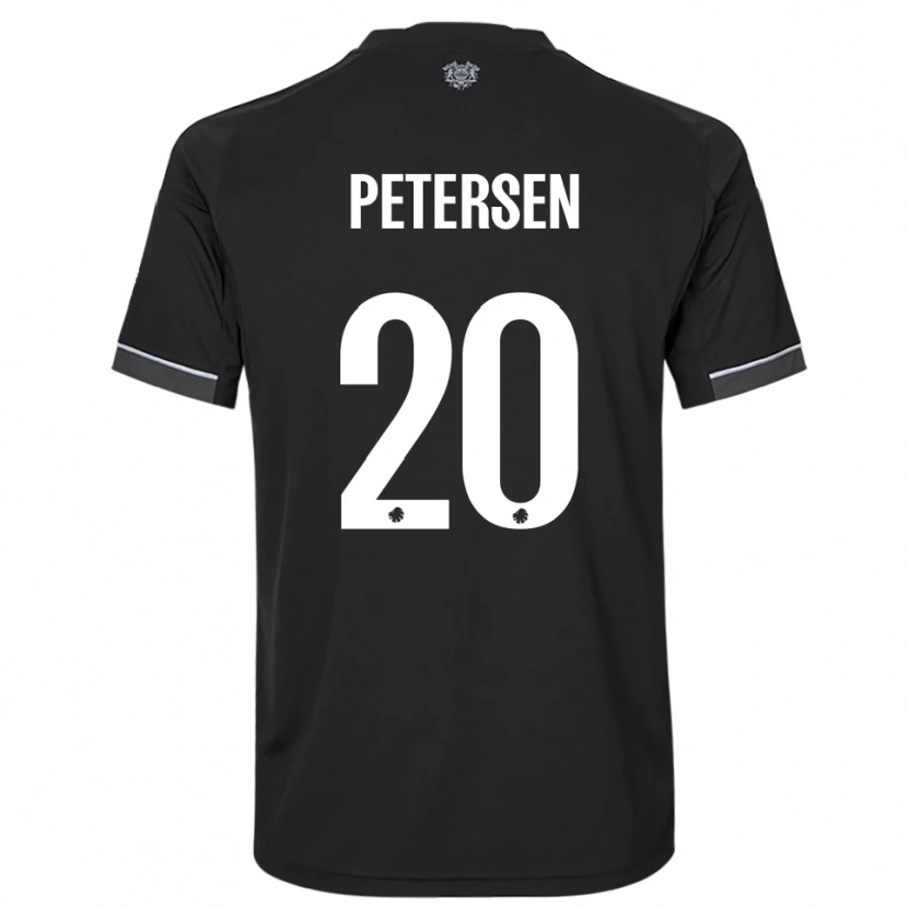 DanxenキッズFrederik Petersen#20黒と白アウェイシャツ2025/26ジャージーユニフォーム