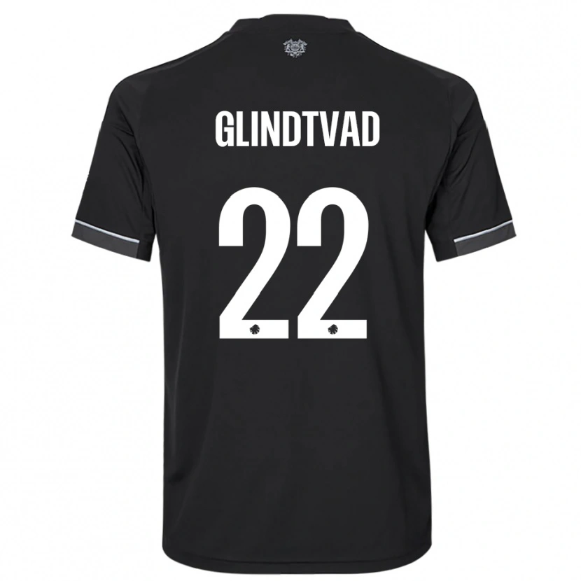 DanxenキッズWilliam Glindtvad#22黒と白アウェイシャツ2025/26ジャージーユニフォーム
