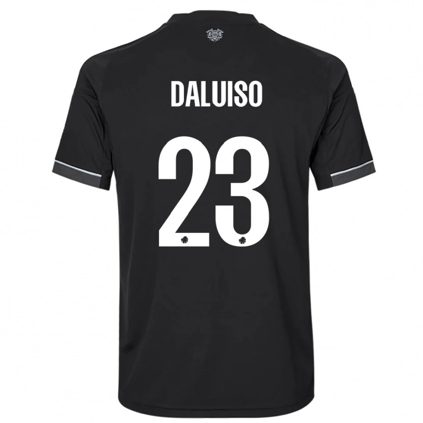 DanxenキッズChristoffer Daluiso#23黒と白アウェイシャツ2025/26ジャージーユニフォーム