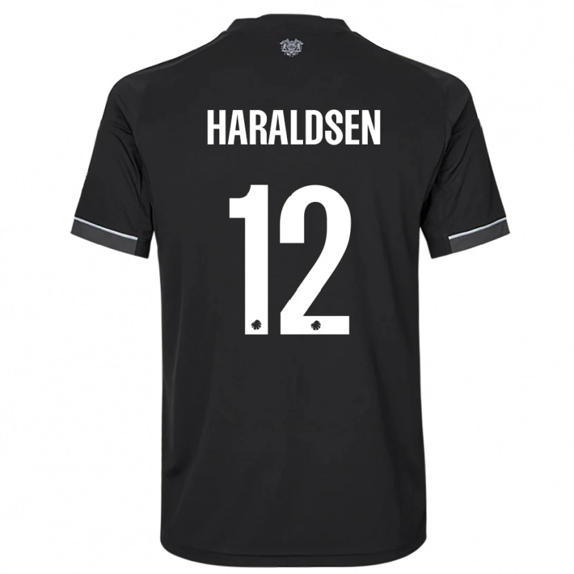 DanxenキッズHenrik Haraldsen#12黒と白アウェイシャツ2025/26ジャージーユニフォーム