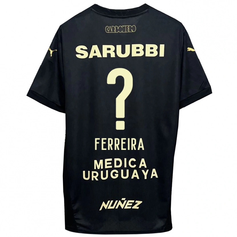 DanxenキッズMatías Ferreira#0黒と金色アウェイシャツ2025/26ジャージーユニフォーム