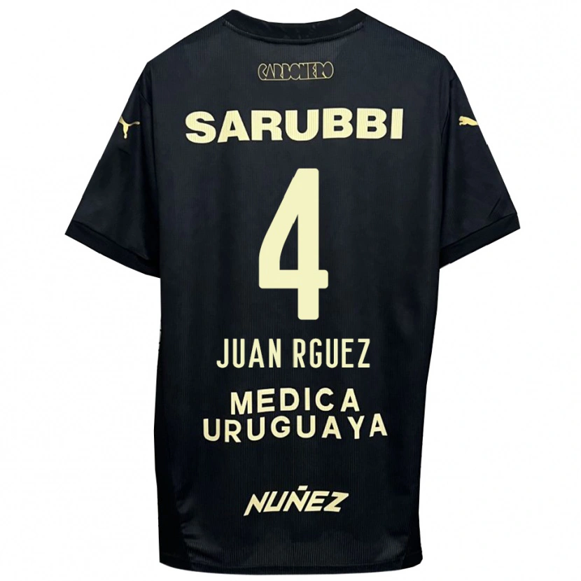 DanxenキッズJuan Rodríguez#4黒と金色アウェイシャツ2025/26ジャージーユニフォーム