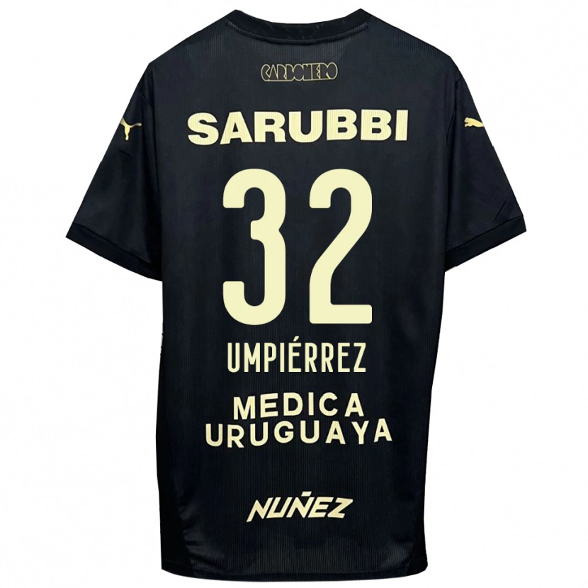 DanxenキッズLeandro Umpiérrez#32黒と金色アウェイシャツ2025/26ジャージーユニフォーム
