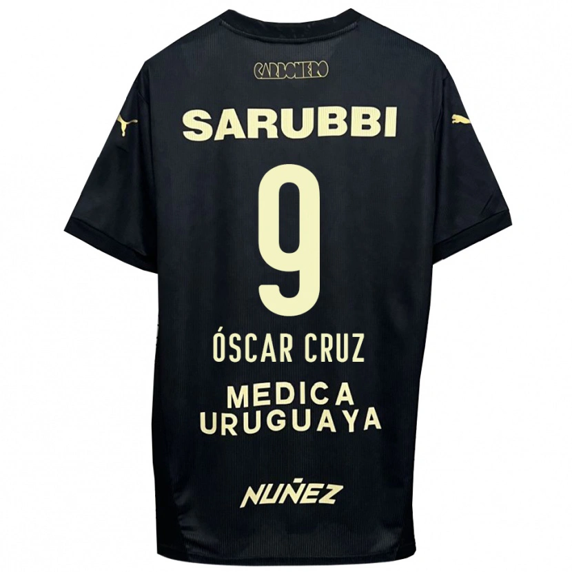DanxenキッズÓscar Cruz#9黒と金色アウェイシャツ2025/26ジャージーユニフォーム