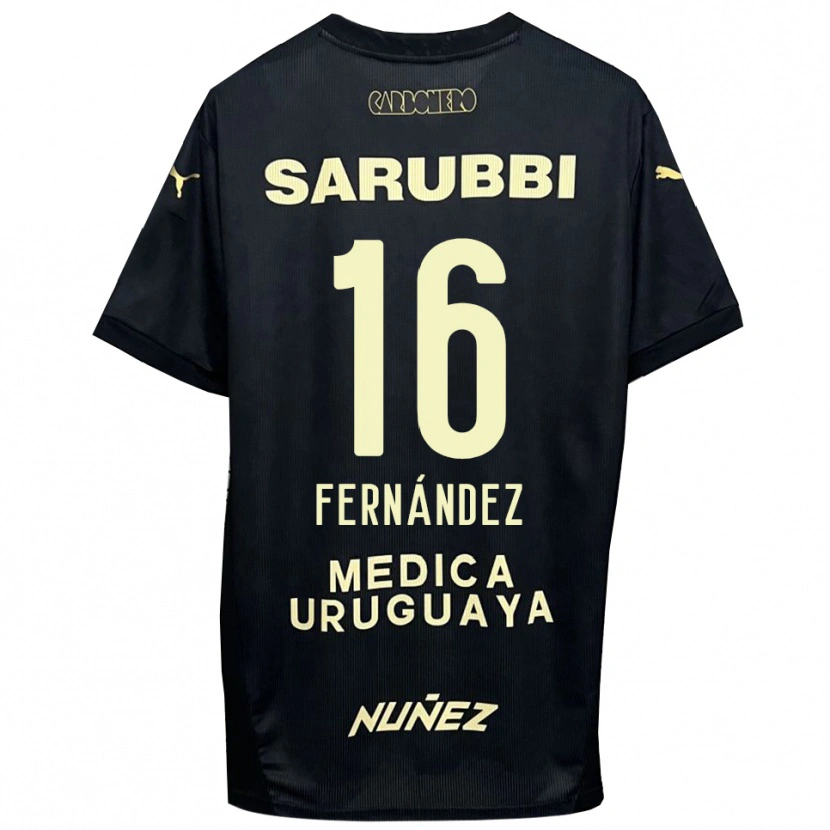 DanxenキッズAdrián Fernández#16黒と金色アウェイシャツ2025/26ジャージーユニフォーム