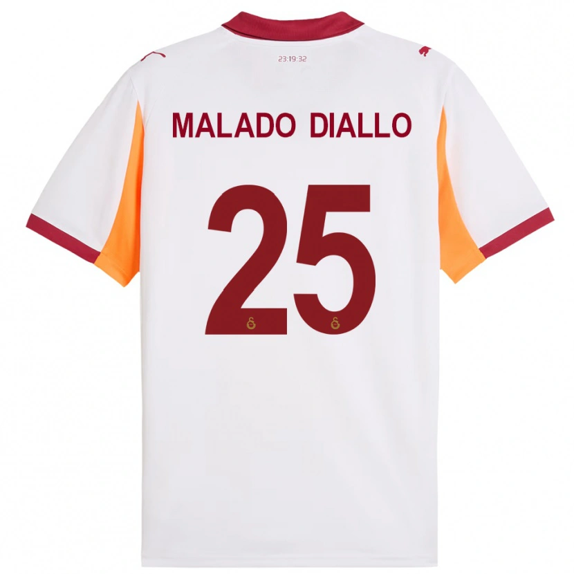 DanxenキッズHapsatou Malado Diallo#25白と赤アウェイシャツ2025/26ジャージーユニフォーム