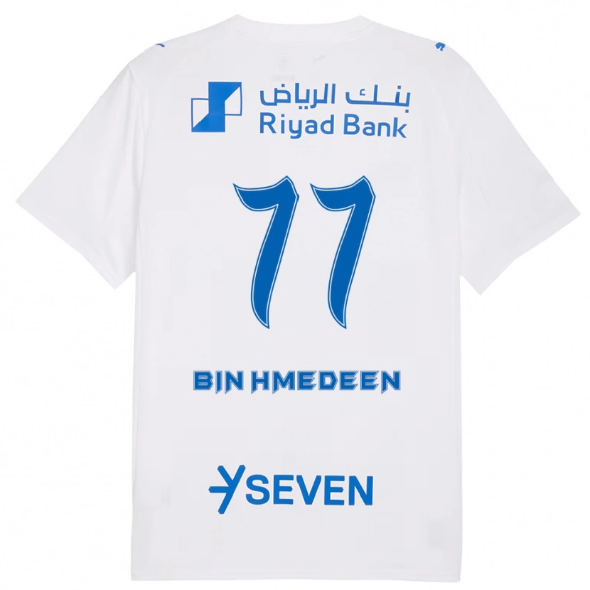 DanxenキッズRaghad Bin Hmedeen#77白と青アウェイシャツ2025/26ジャージーユニフォーム