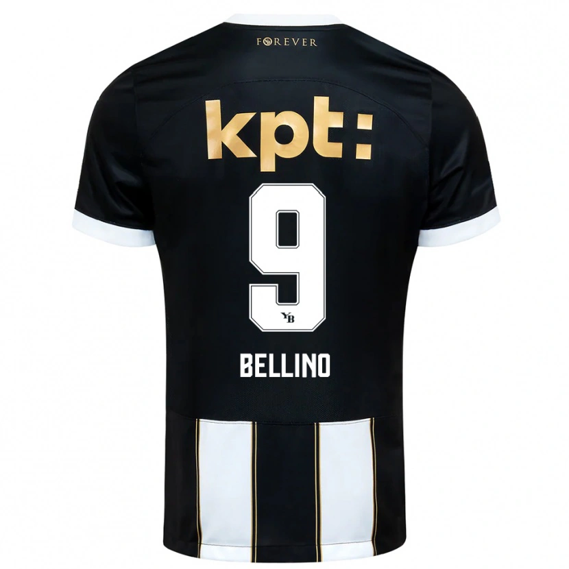 DanxenキッズMattia Bellino#9黒と白アウェイシャツ2025/26ジャージーユニフォーム