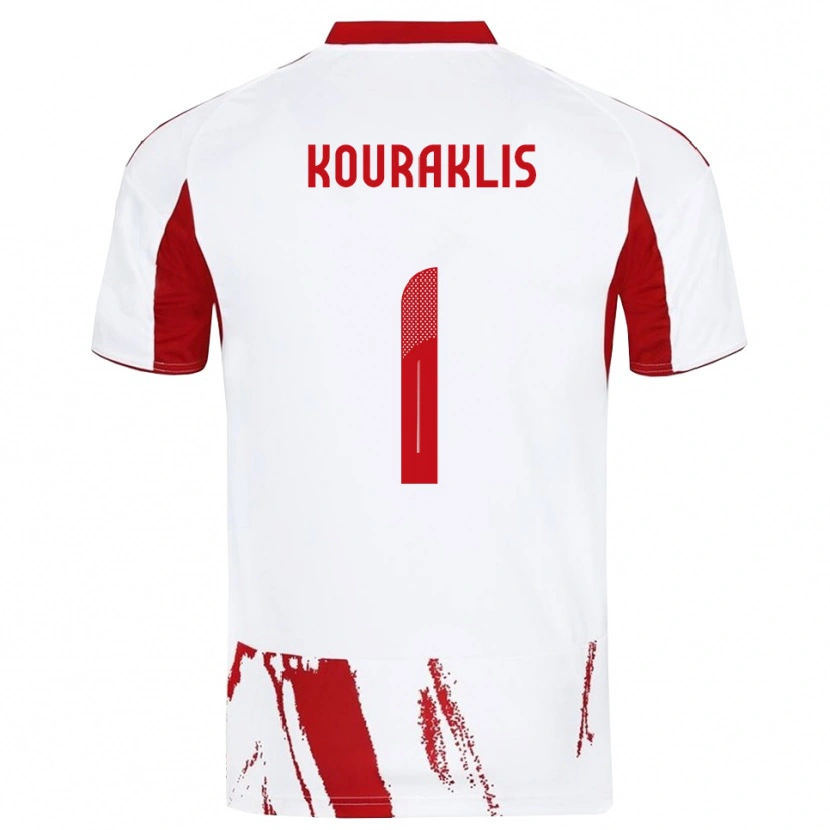 DanxenキッズGeorgios Kouraklis#1白と赤アウェイシャツ2025/26ジャージーユニフォーム
