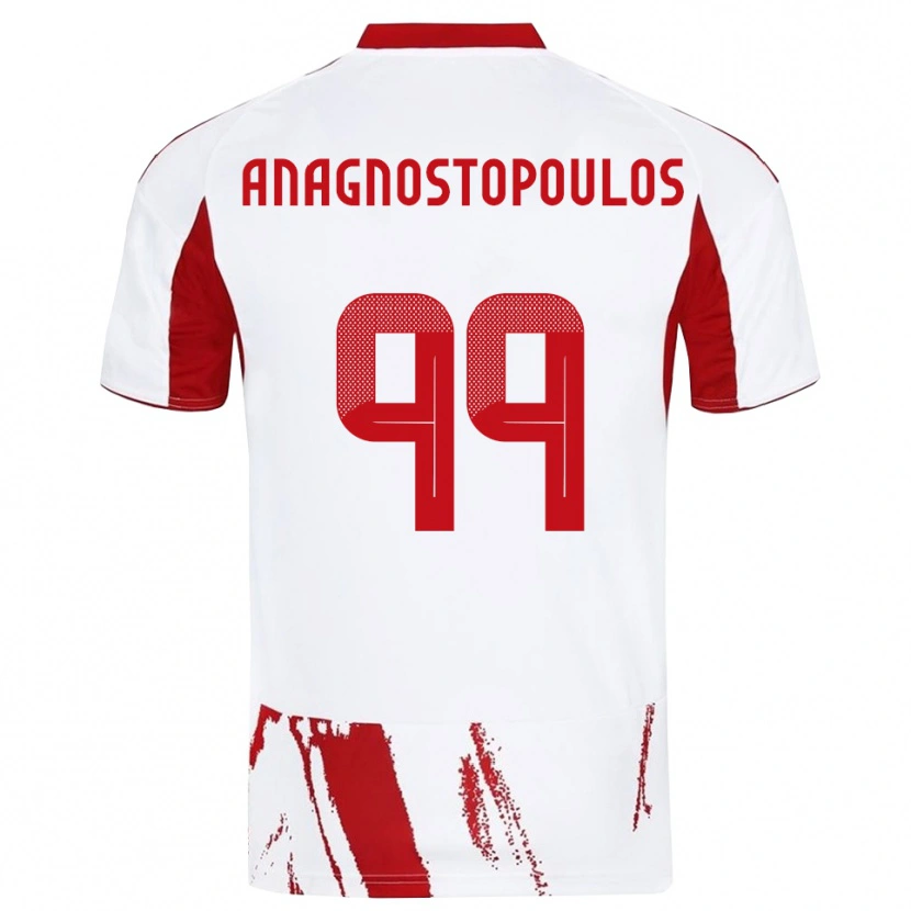 DanxenキッズAlexandros Anagnostopoulos#99白と赤アウェイシャツ2025/26ジャージーユニフォーム