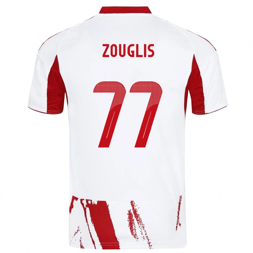 DanxenキッズNikolaos Zouglis#77白と赤アウェイシャツ2025/26ジャージーユニフォーム