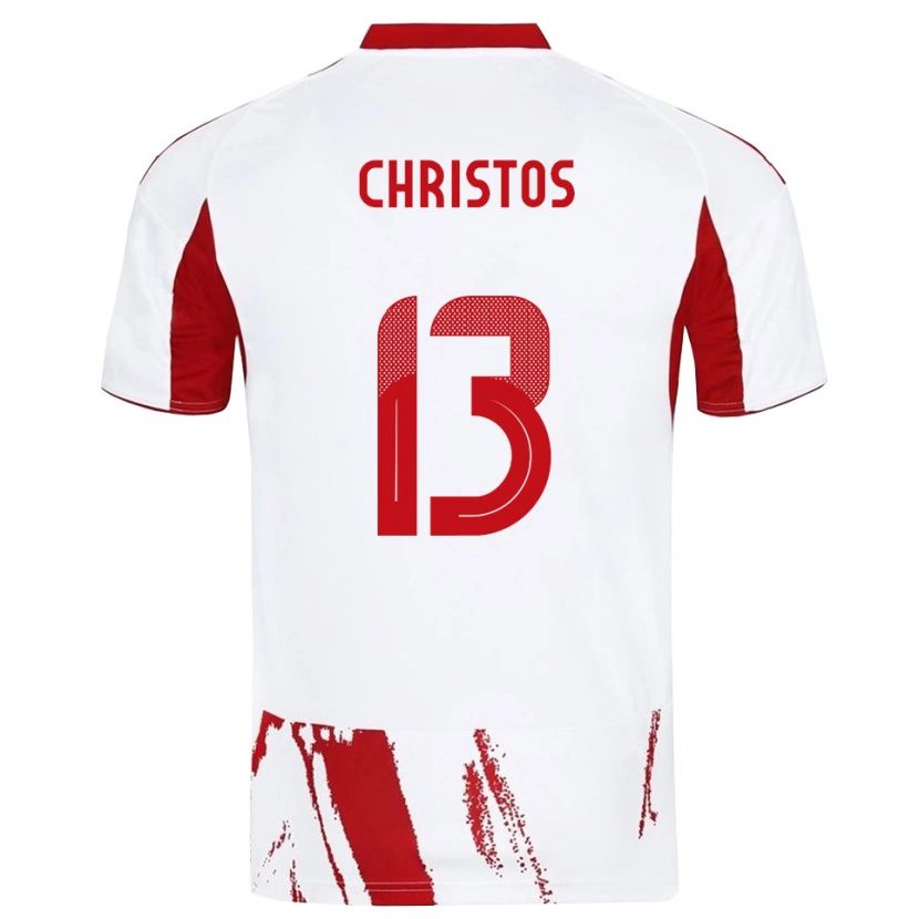 DanxenキッズChristos Michailidis#13白と赤アウェイシャツ2025/26ジャージーユニフォーム