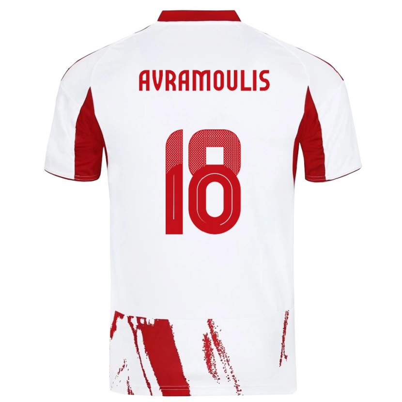 DanxenキッズNikolaos Avramoulis#18白と赤アウェイシャツ2025/26ジャージーユニフォーム