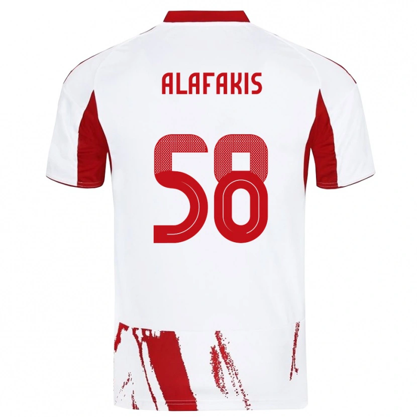 DanxenキッズNektarios Alafakis#58白と赤アウェイシャツ2025/26ジャージーユニフォーム