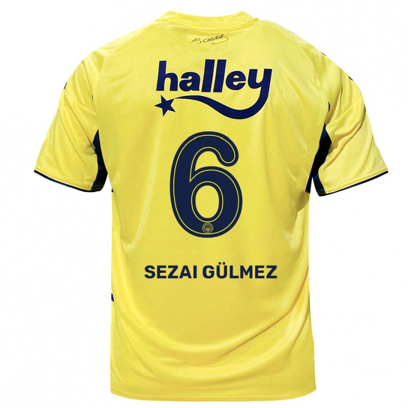 DanxenキッズMustafa Sezai Gülmez#6黄色と紺アウェイシャツ2025/26ジャージーユニフォーム