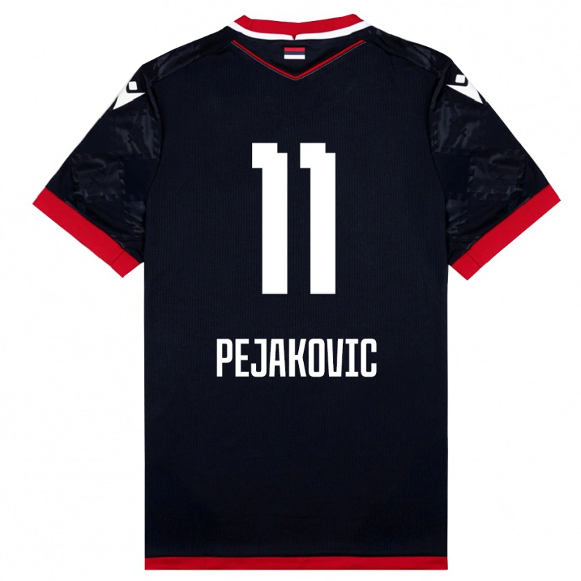DanxenキッズAndrija Pejakovic#11黒と赤アウェイシャツ2025/26ジャージーユニフォーム