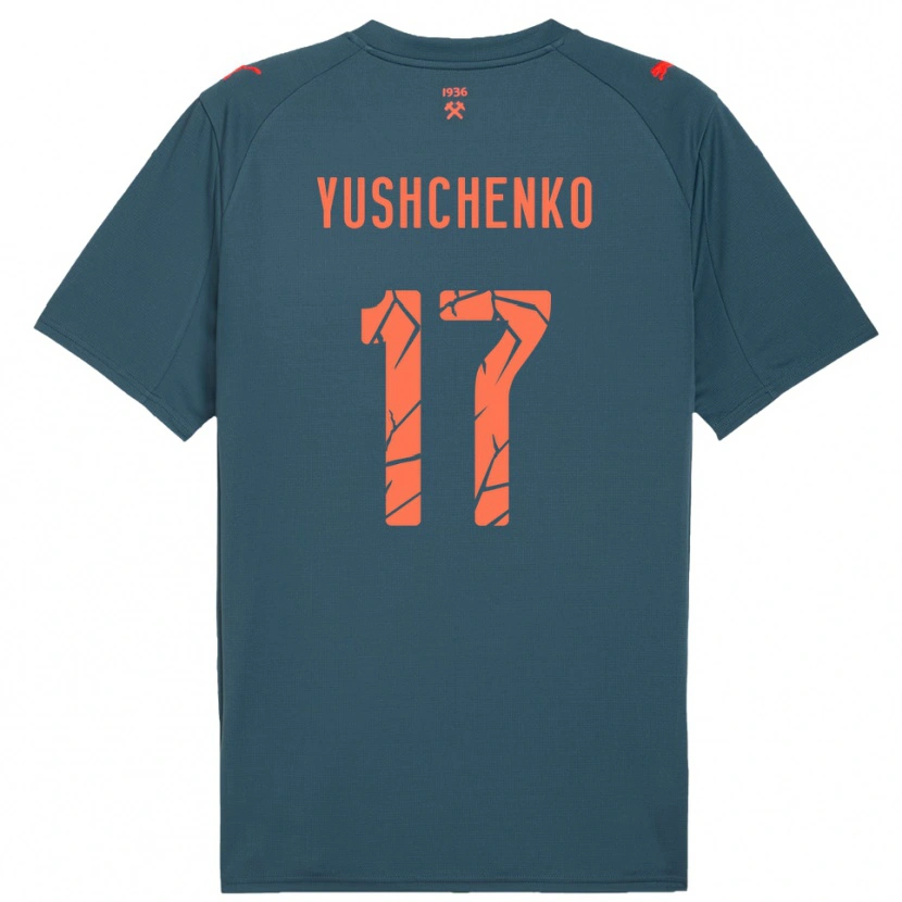 DanxenキッズOleksandr Yushchenko#17紺と赤アウェイシャツ2025/26ジャージーユニフォーム