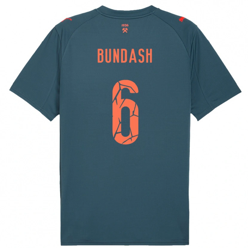 DanxenキッズVasyl Bundash#6紺と赤アウェイシャツ2025/26ジャージーユニフォーム