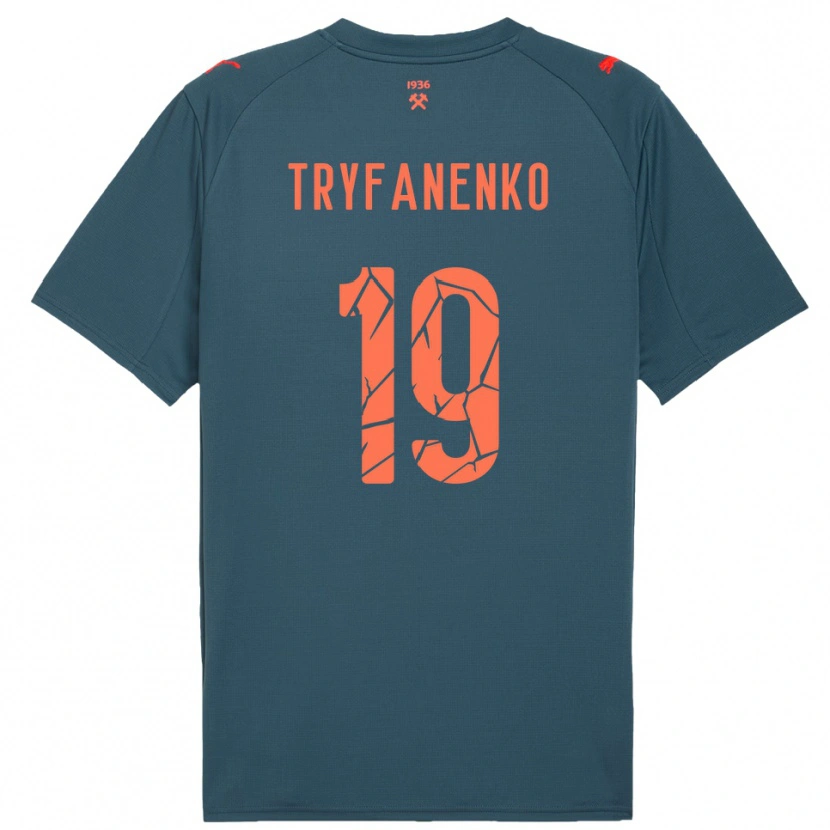 DanxenキッズBogdan Tryfanenko#19紺と赤アウェイシャツ2025/26ジャージーユニフォーム