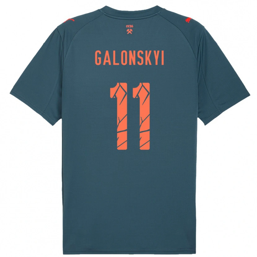 DanxenキッズValentyn Galonskyi#11紺と赤アウェイシャツ2025/26ジャージーユニフォーム